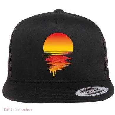 Dripping Sunset Flat Bill Trucker Hat