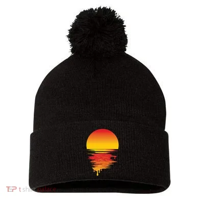 Dripping Sunset Pom Pom 12in Knit Beanie
