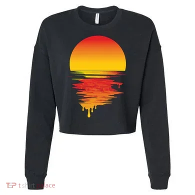 Dripping Sunset Cropped Pullover Crew