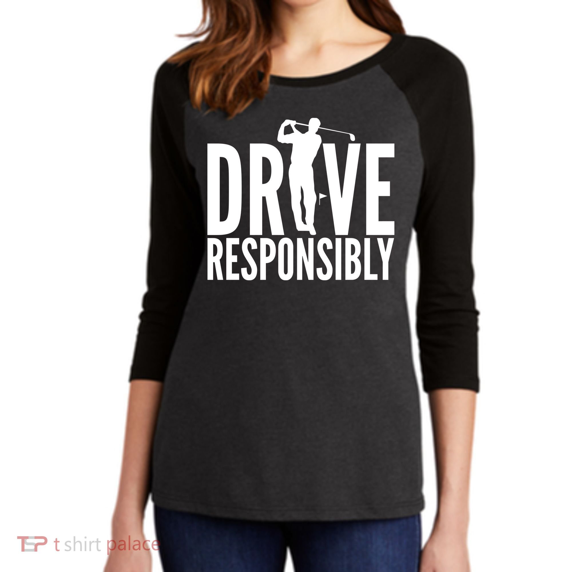 Drive Responsibly Golf Driver Women's Tri-Blend 3/4-Sleeve Raglan Shirt