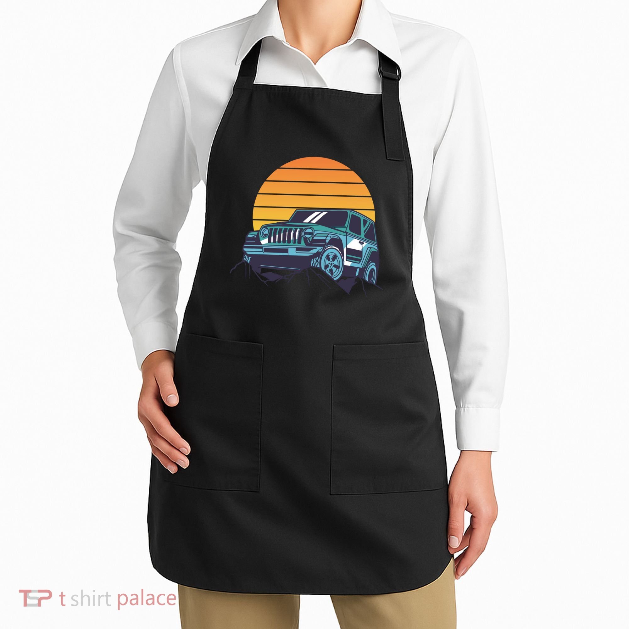 Driving In Sunset Retro Apron