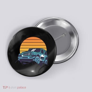Driving In Sunset Retro Button