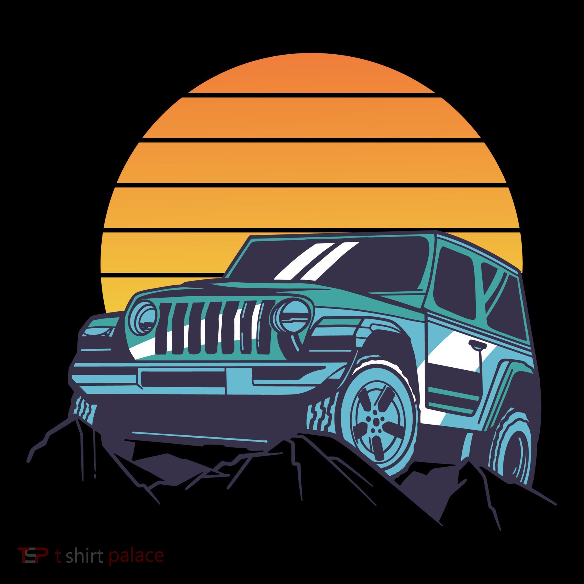 Driving In Sunset Retro Bucket Hat