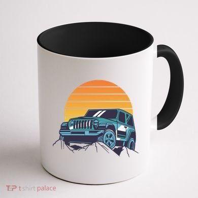 Driving In Sunset Retro Coffee Mug back