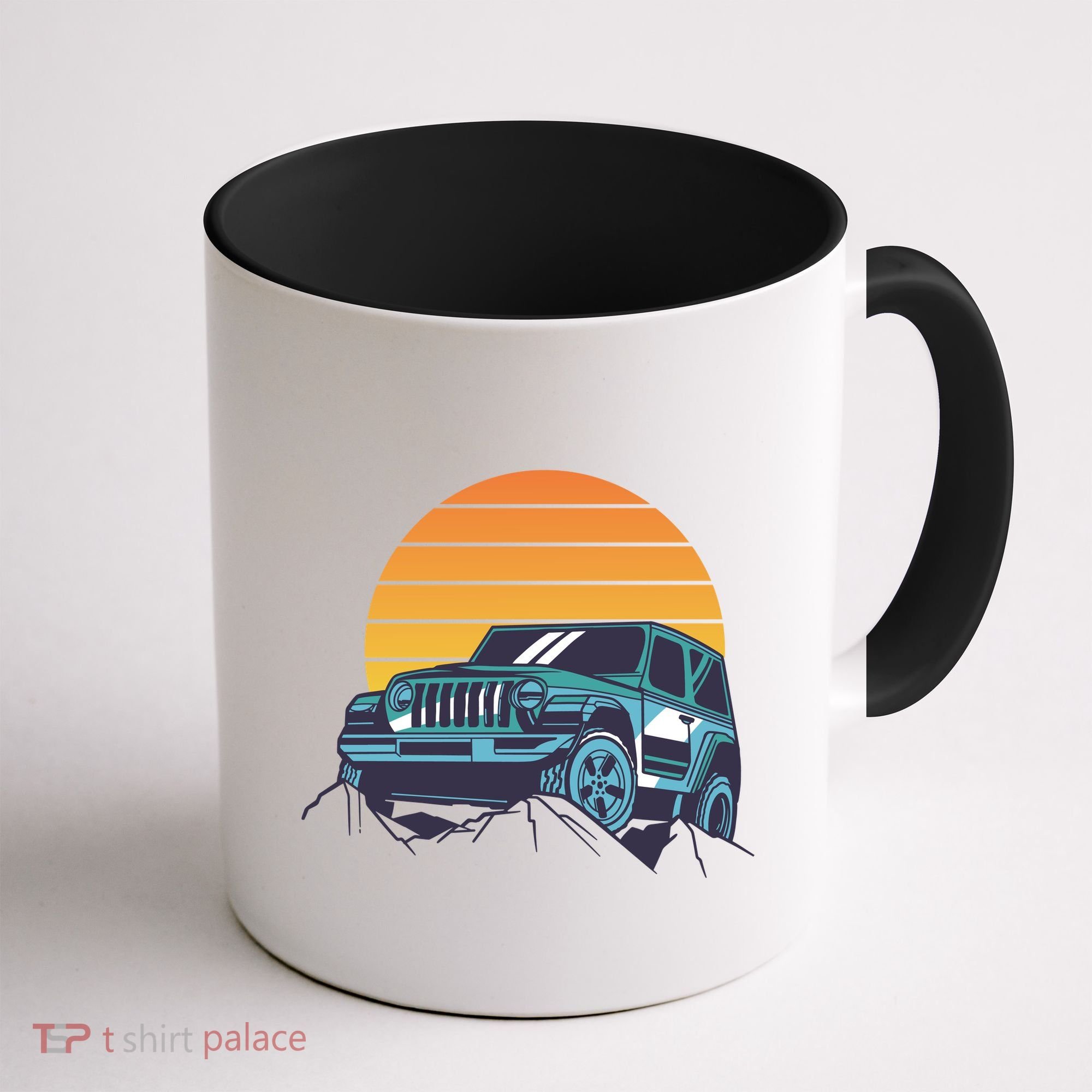 Driving In Sunset Retro Coffee Mug