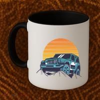 Driving In Sunset Retro Coffee Mug thumb 2
