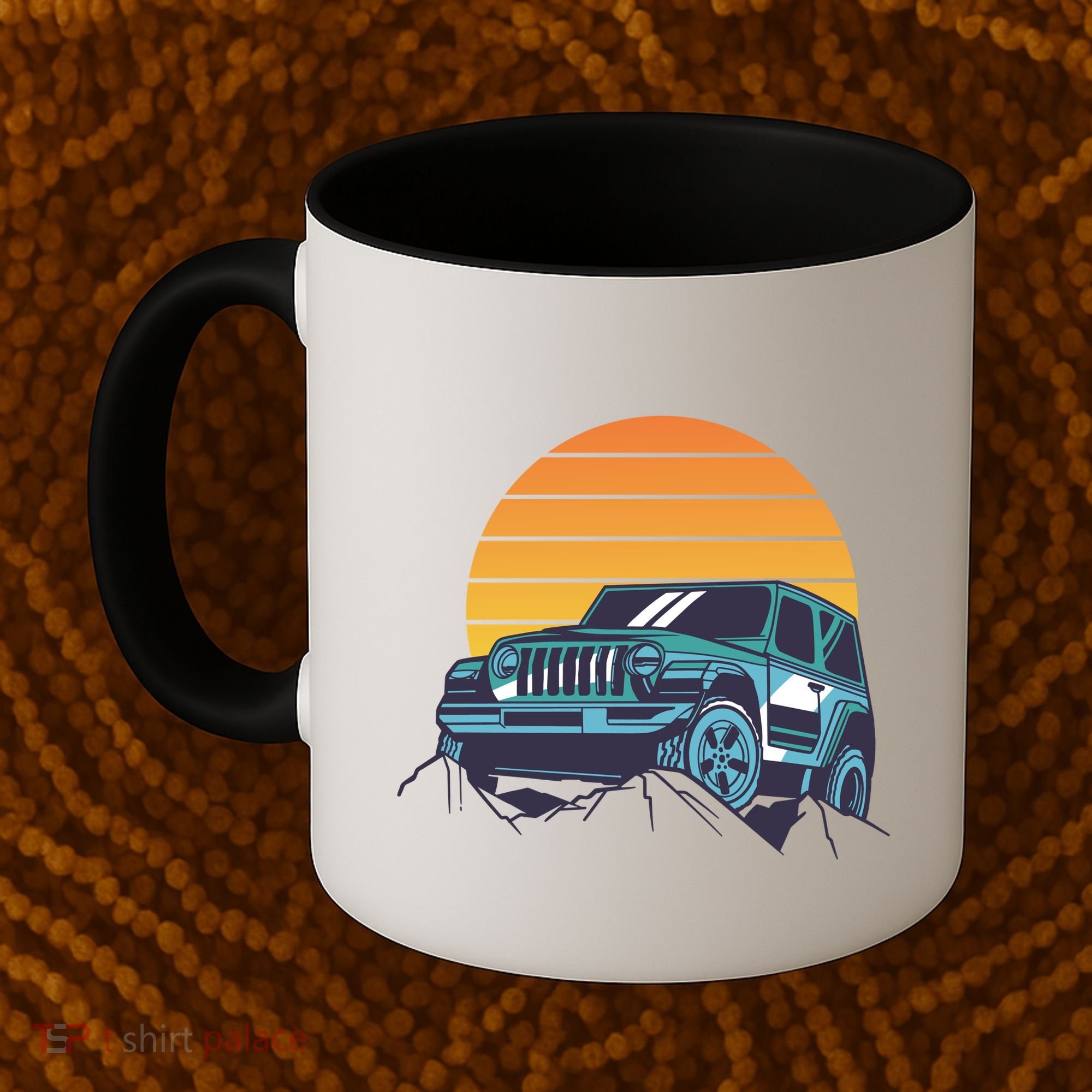 Driving In Sunset Retro Coffee Mug
