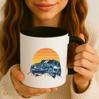 Driving In Sunset Retro Coffee Mug thumb 3