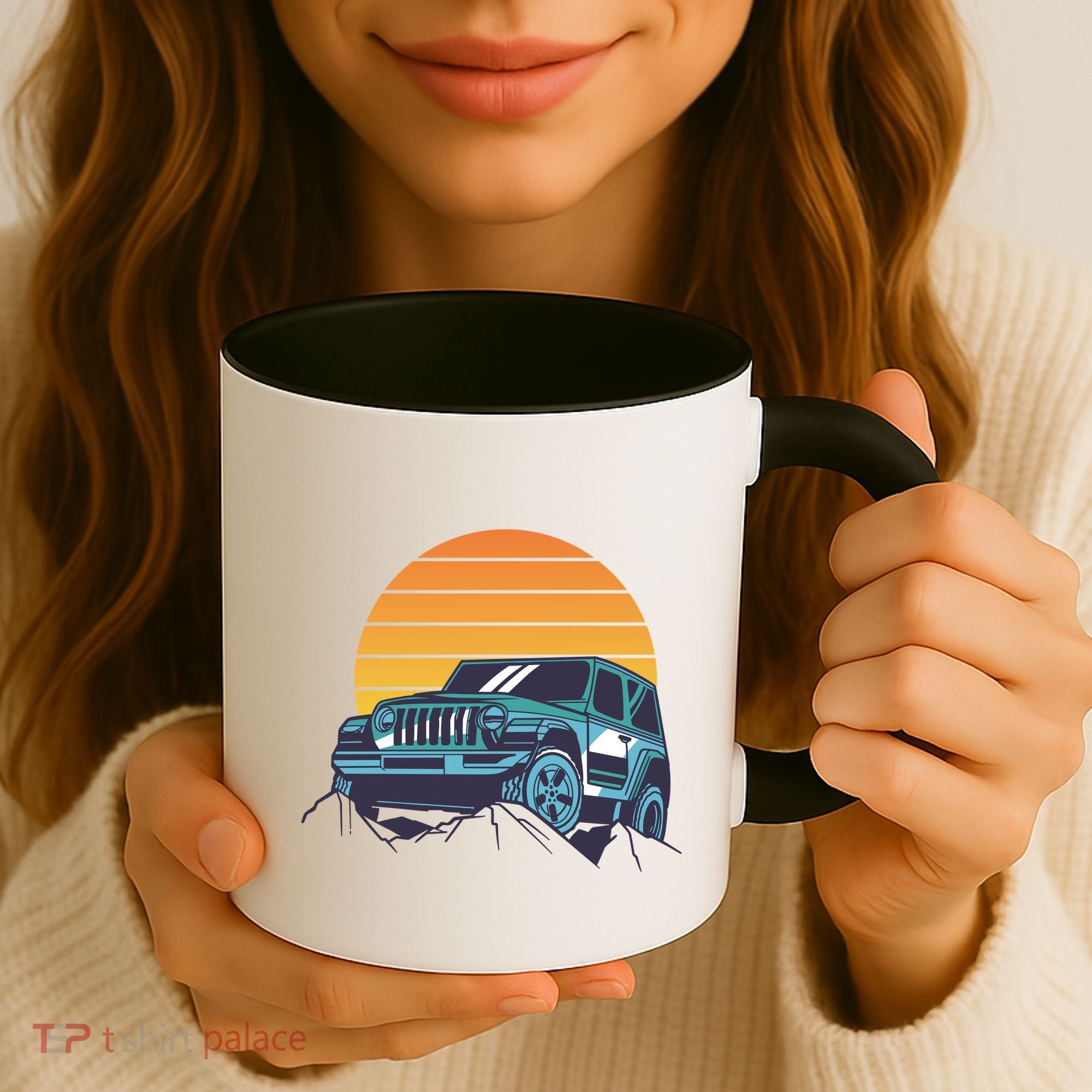 Driving In Sunset Retro Coffee Mug
