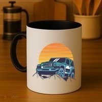 Driving In Sunset Retro Coffee Mug thumb 4