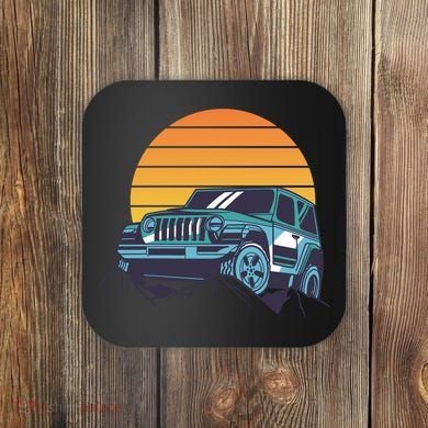 Driving In Sunset Retro Coaster