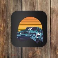 Driving In Sunset Retro Coaster thumb 0