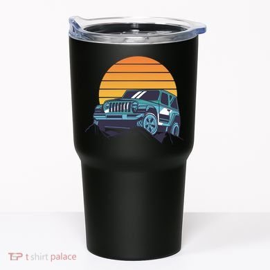 Driving In Sunset Retro Tumbler
