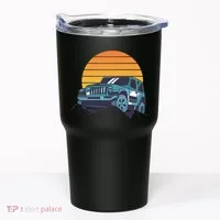 Driving In Sunset Retro Tumbler thumb 0