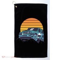 Driving In Sunset Retro Golf Towel thumb 0