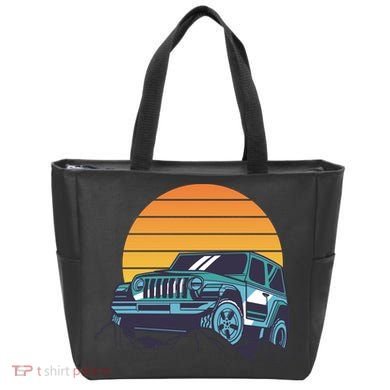 Driving In Sunset Retro Tote Bag