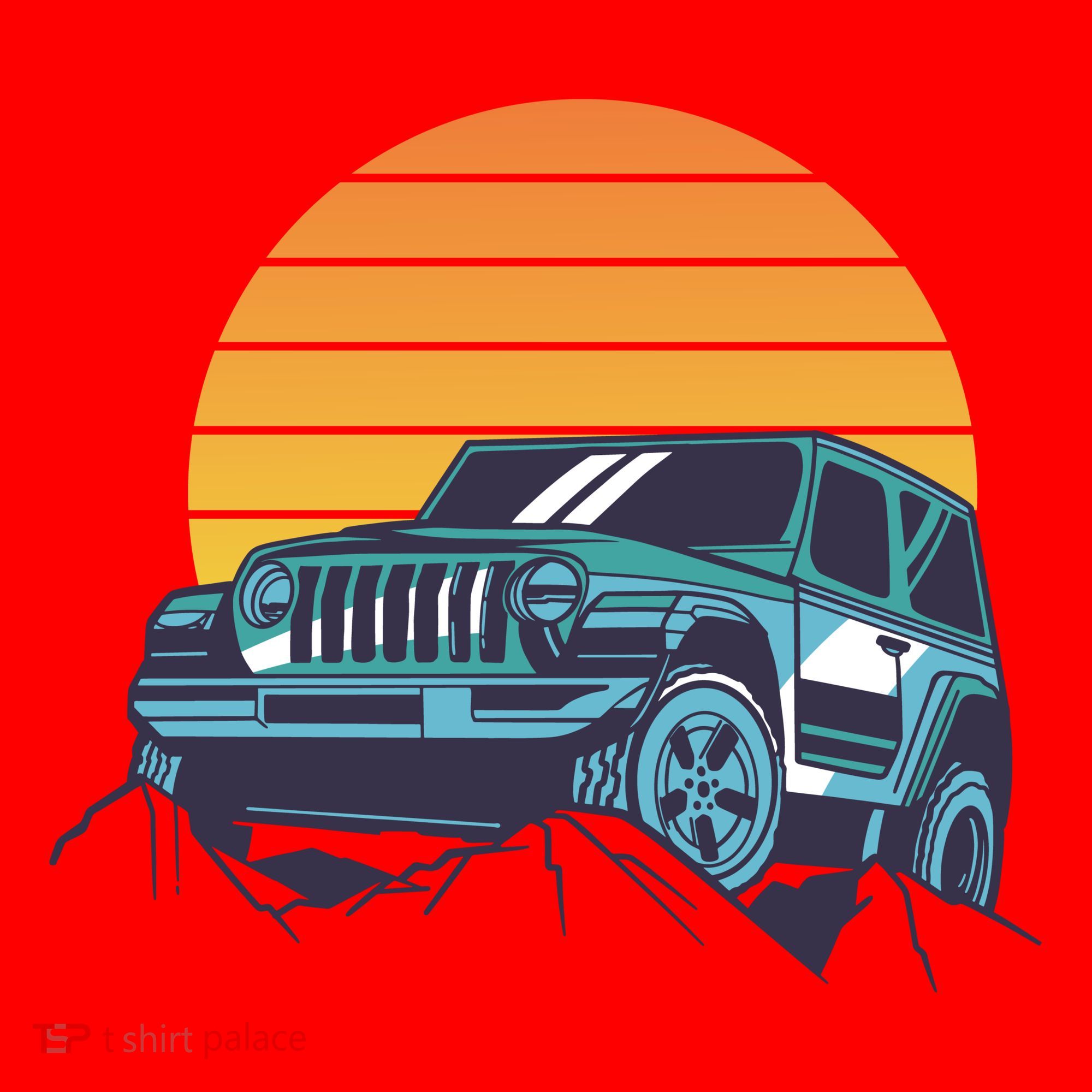 Driving In Sunset Retro Santa Hat