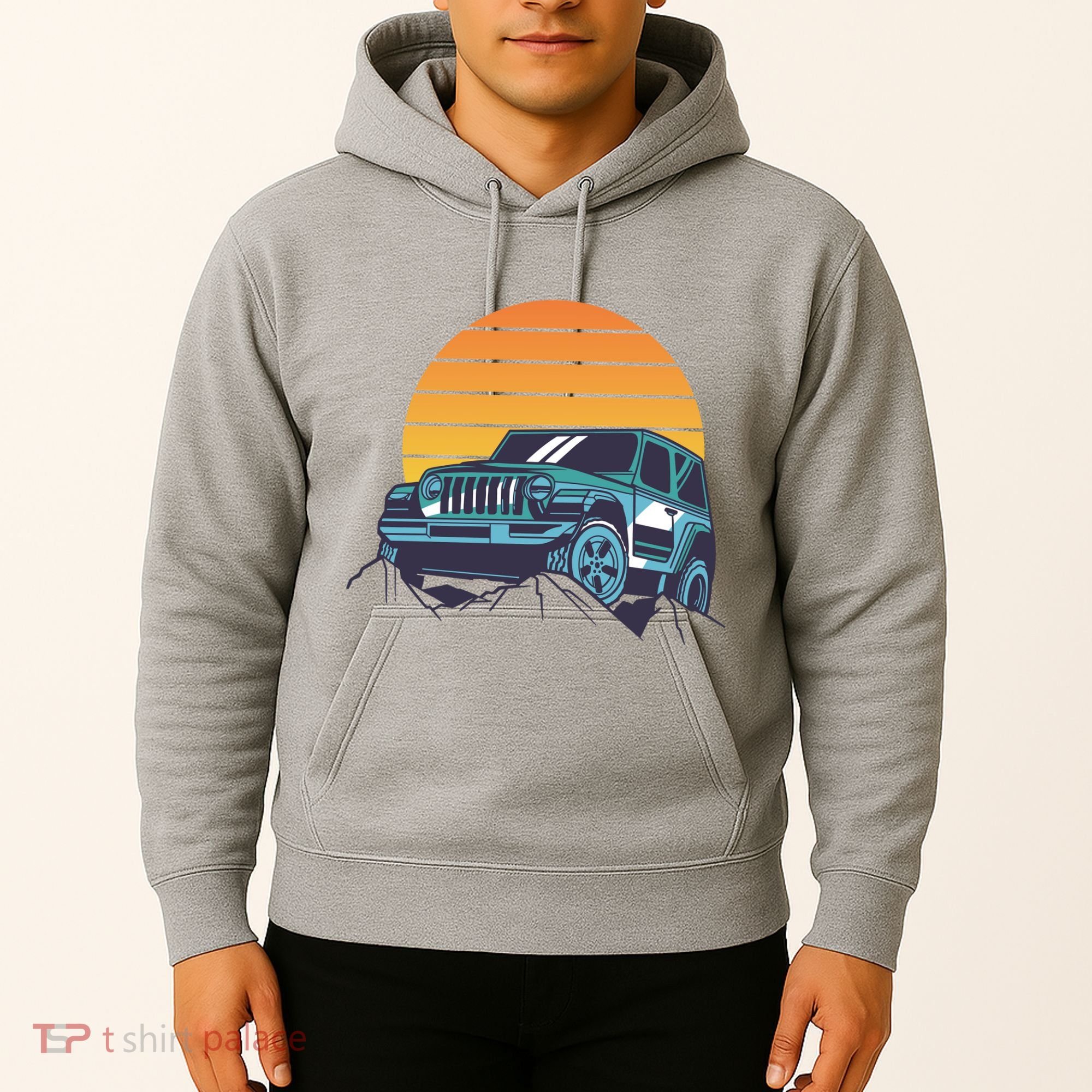 Driving In Sunset Retro Hoodie