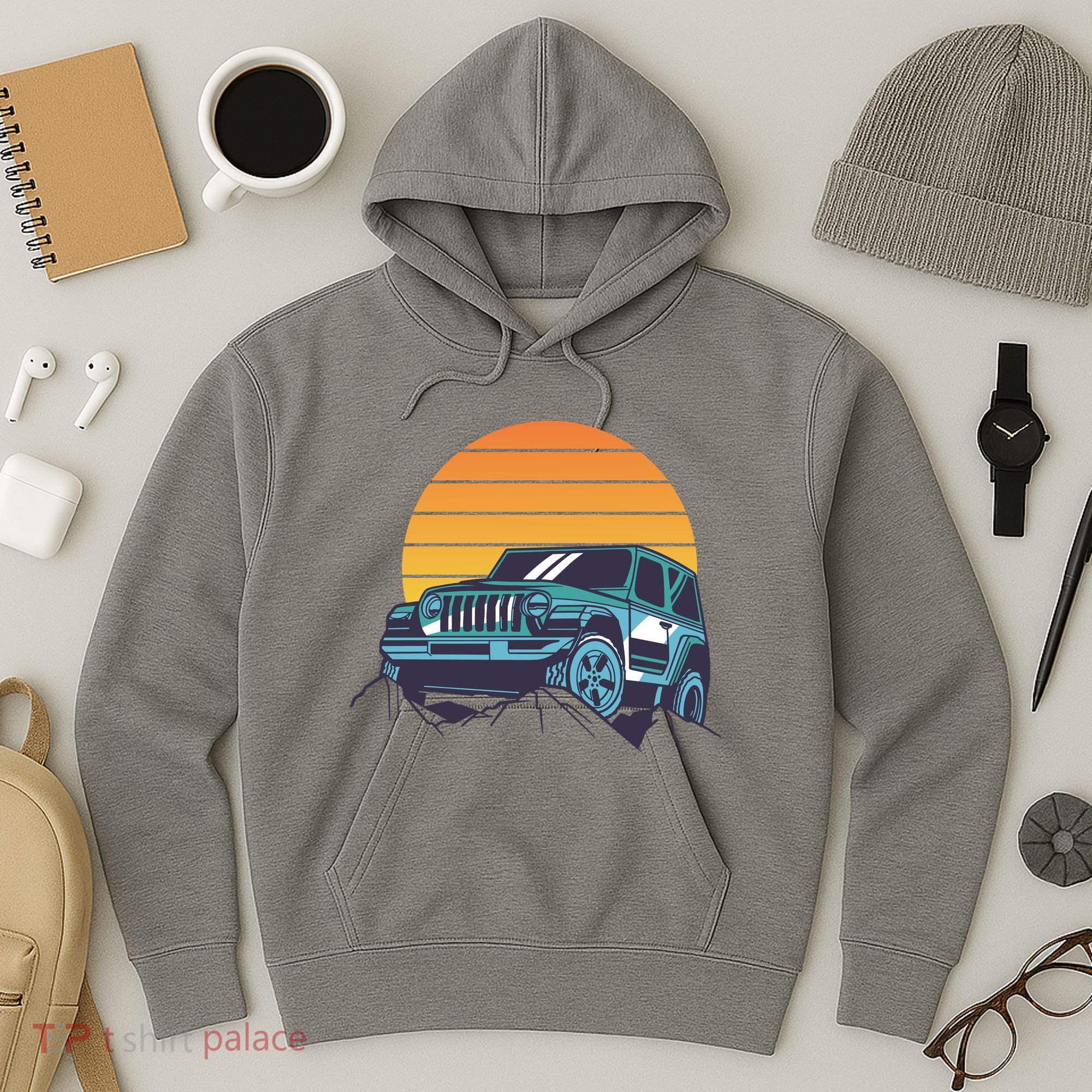 Driving In Sunset Retro Hoodie