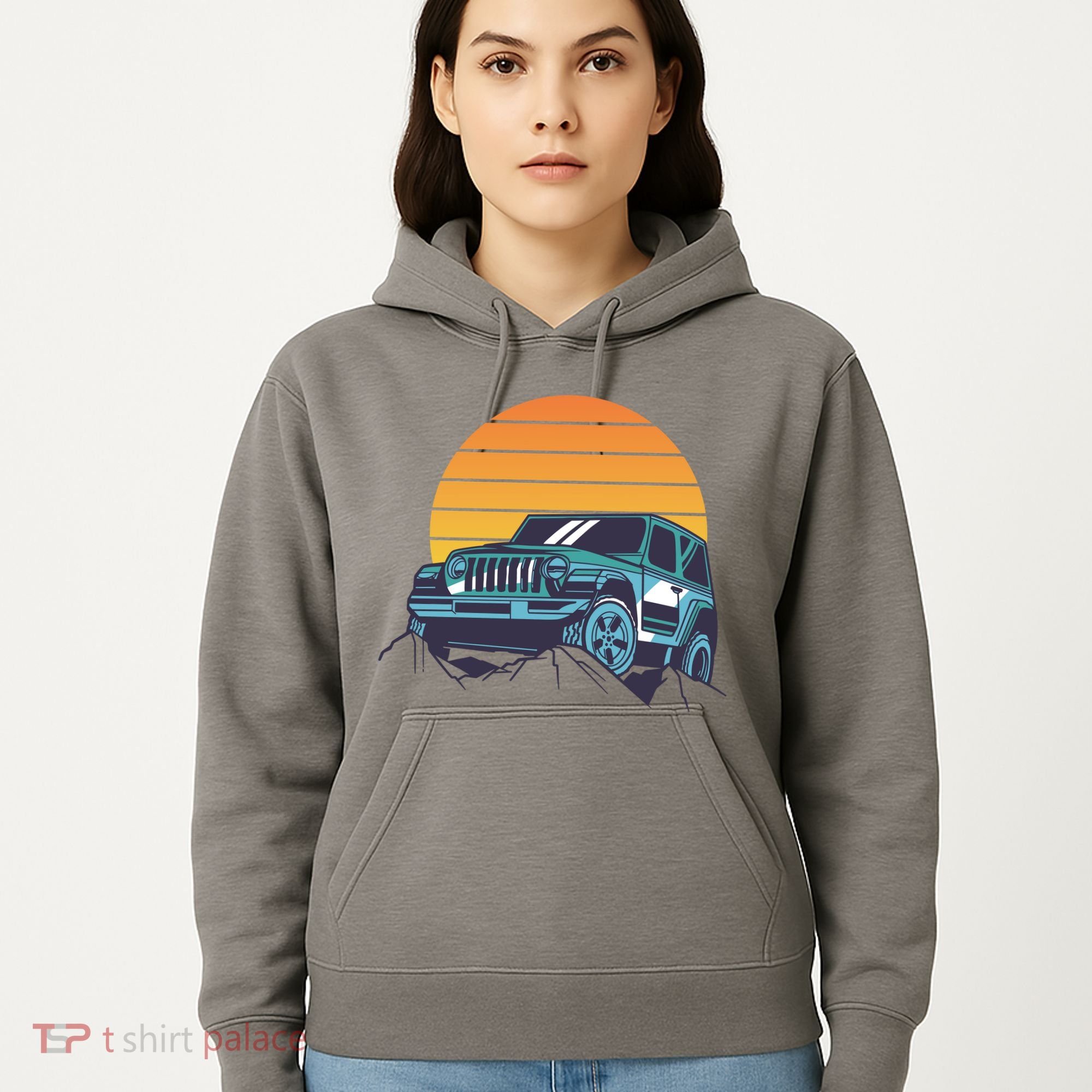 Driving In Sunset Retro Hoodie