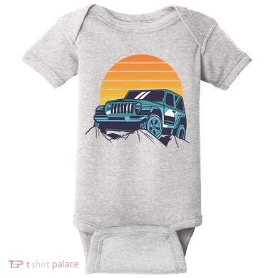 Driving In Sunset Retro Baby Bodysuit