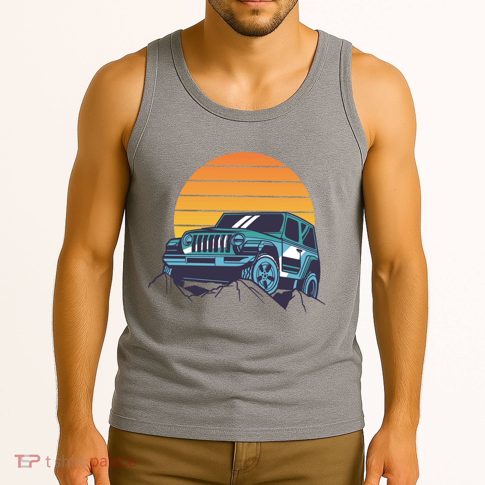 Driving In Sunset Retro Tank Top