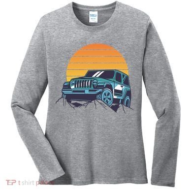 Driving In Sunset Retro Women's Long Sleeve Shirt