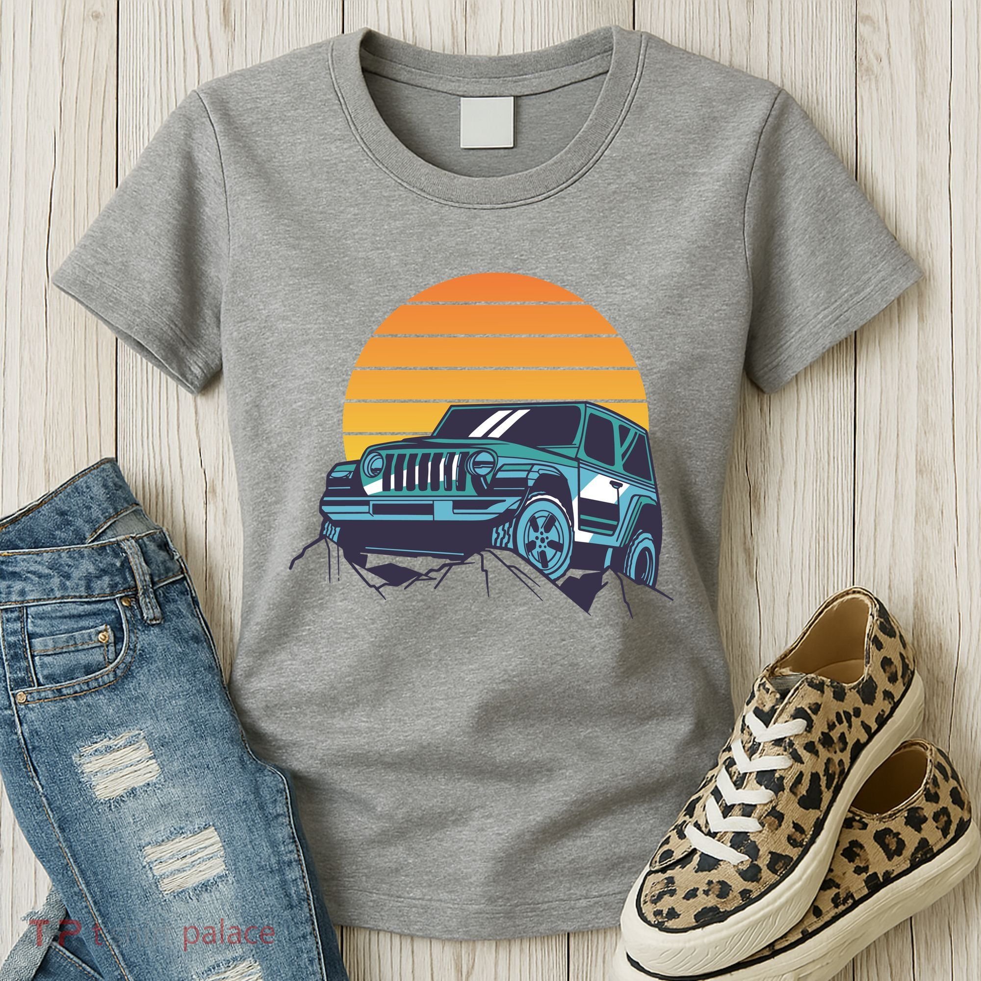 Driving In Sunset Retro Women's T-Shirt
