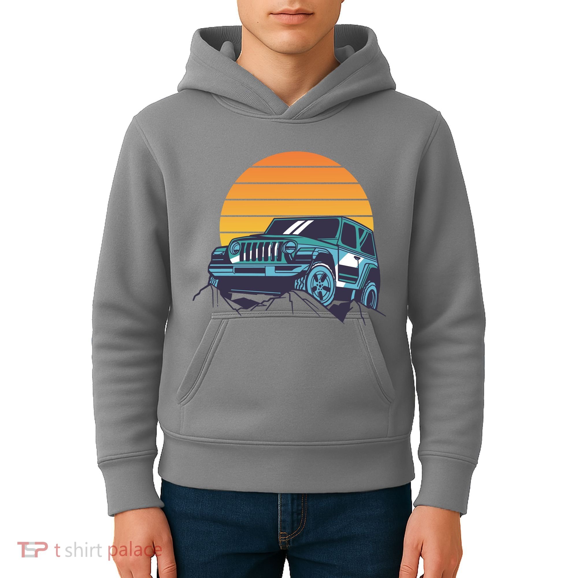 Driving In Sunset Retro Kids Hoodie