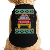 Driving Snowman Truck Ugly Christmas Sweater Doggie Tank thumb 0