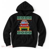Driving Snowman Truck Ugly Christmas Sweater Hoodie thumb 0