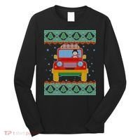 Driving Snowman Truck Ugly Christmas Sweater Long Sleeve Shirt thumb 0
