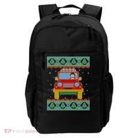 Driving Snowman Truck Ugly Christmas Sweater Backpack thumb 0