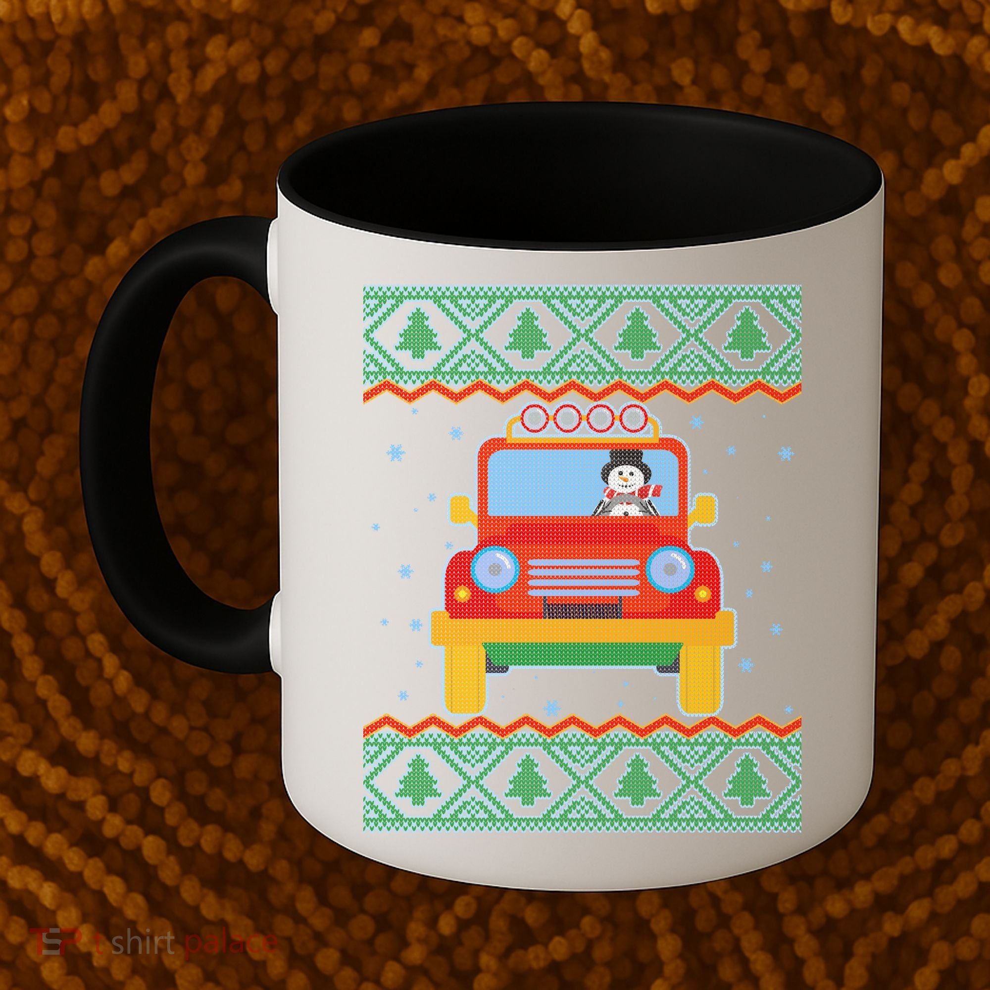 Driving Snowman Truck Ugly Christmas Sweater Coffee Mug