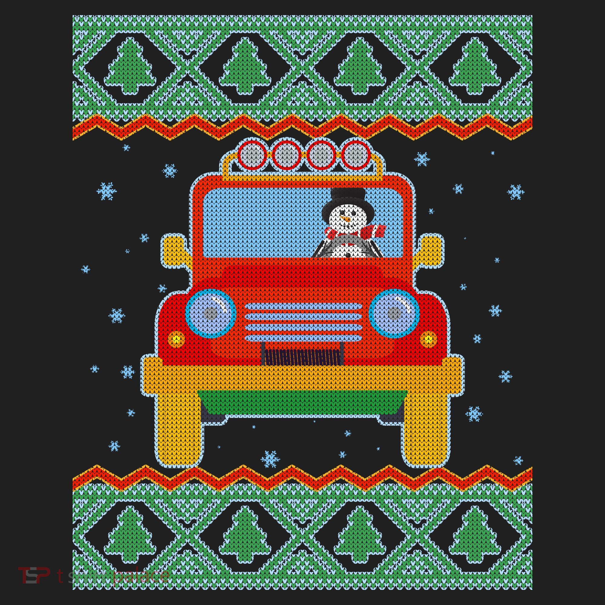 Driving Snowman Truck Ugly Christmas Sweater Beanie