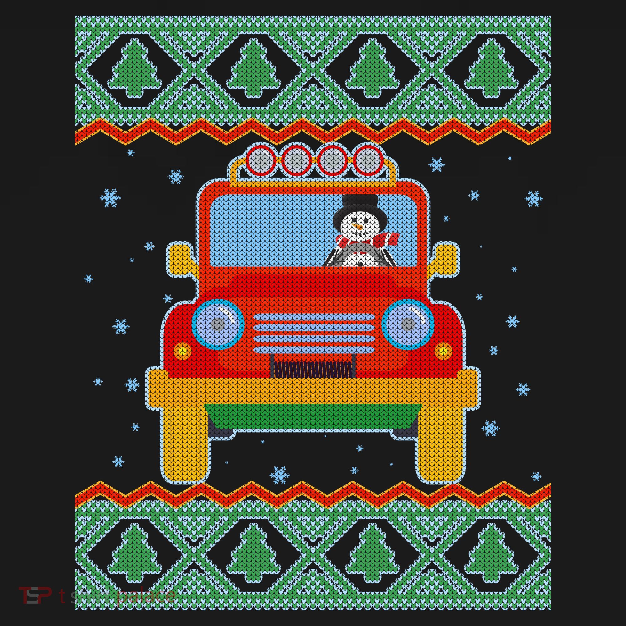 Driving Snowman Truck Ugly Christmas Sweater Women's Hoodie