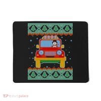 Driving Snowman Truck Ugly Christmas Sweater Mousepad thumb 0