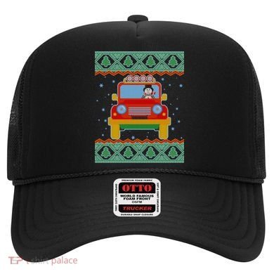 Driving Snowman Truck Ugly Christmas Sweater Hat