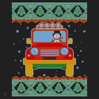 Driving Snowman Truck Ugly Christmas Sweater Hat thumb 2