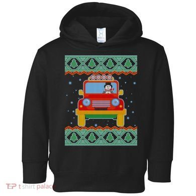 Driving Snowman Truck Ugly Christmas Sweater Toddler Hoodie