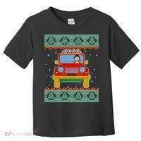Driving Snowman Truck Ugly Christmas Sweater Toddler T-Shirt thumb 0