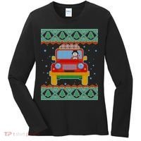 Driving Snowman Truck Ugly Christmas Sweater Women's Long Sleeve Shirt thumb 0