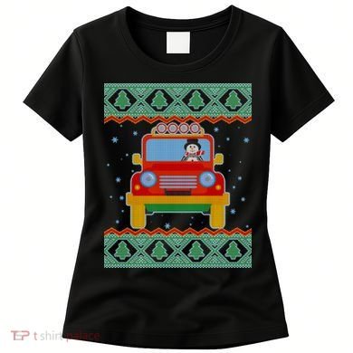 Driving Snowman Truck Ugly Christmas Sweater Women's T-Shirt