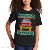Driving Snowman Truck Ugly Christmas Sweater Kids T-Shirt thumb 2