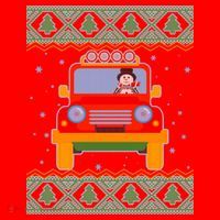 Driving Snowman Truck Ugly Christmas Sweater Santa Hat thumb 1