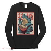 Dinosaur Ramen Japanese Art Graphic Kawaii Monster Anime Long Sleeve Shirt thumb 0