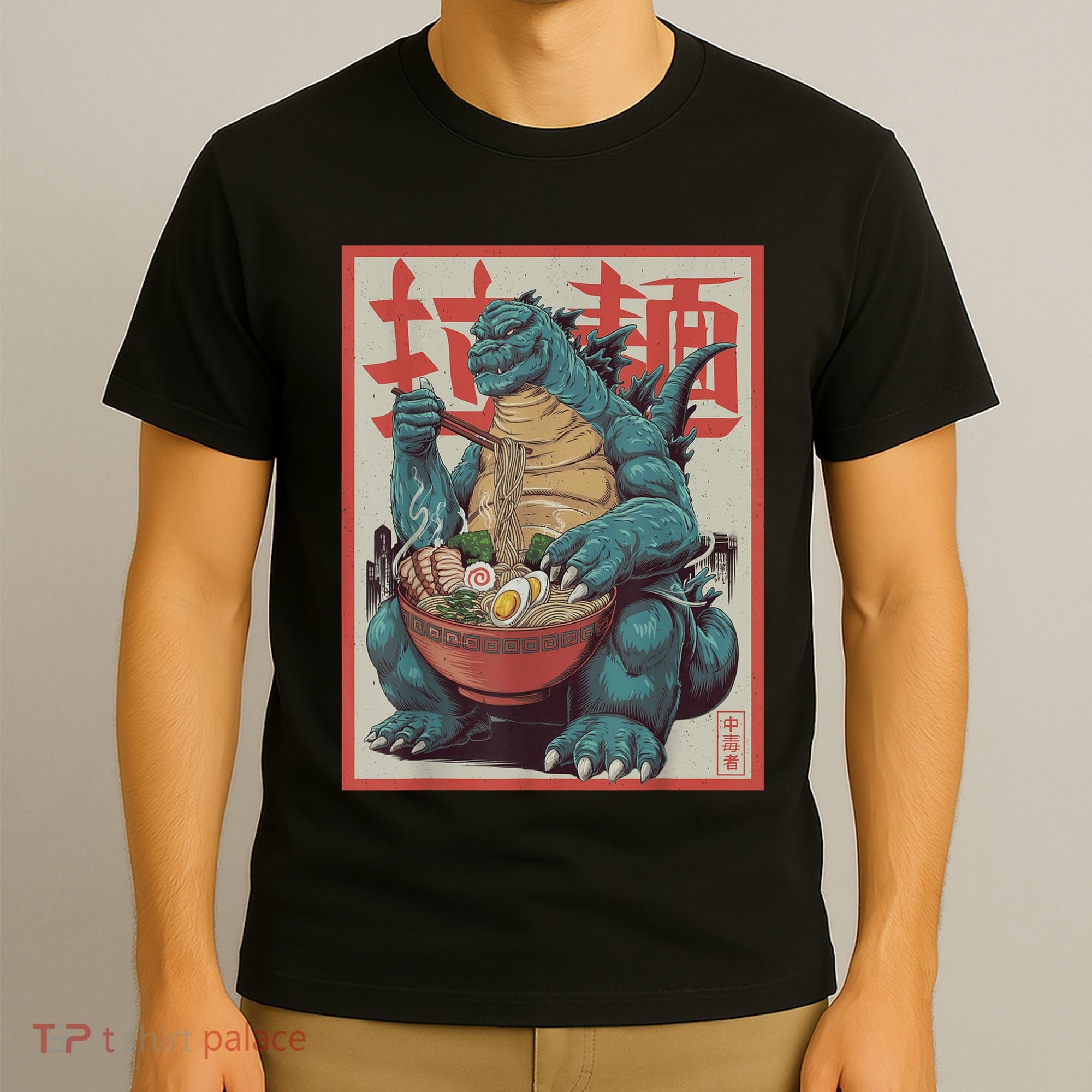Dinosaur Ramen Japanese Art Graphic Kawaii Monster Anime T-Shirt