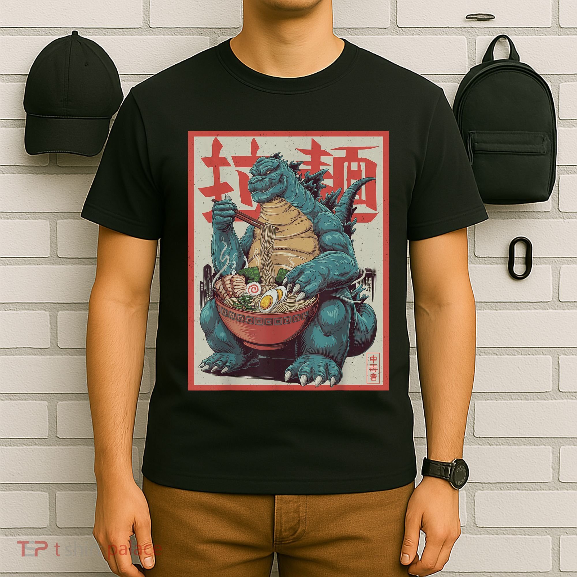 Dinosaur Ramen Japanese Art Graphic Kawaii Monster Anime T-Shirt