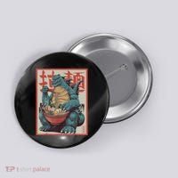 Dinosaur Ramen Japanese Art Graphic Kawaii Monster Anime Button thumb 0