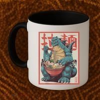 Dinosaur Ramen Japanese Art Graphic Kawaii Monster Anime Coffee Mug thumb 2